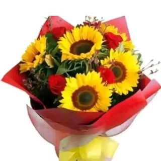 5 girasoli e 5 rose rosse