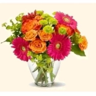 bouquet arancio e fuxia