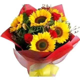 5 girasoli e 5 rose rosse
