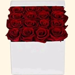 flower box quadrata con rose rosse