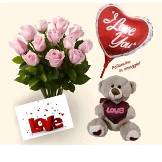 12 rose rosa con pelushe piccolo