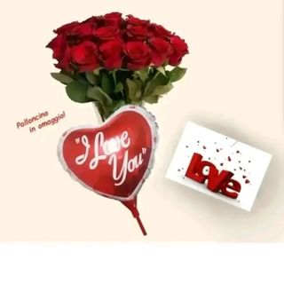 20 rose rosse . biglietto e palloncino omaggio
