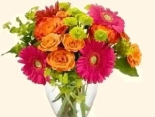 bouquet arancio verde e fuxia