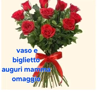 10 rose rosse. biglietto e vaso omaggio