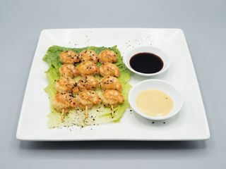670 - Spiedini di gamberi grigliati in salsa piccante e curry - 3 pz