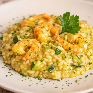 Risotto con zucchine gamberi