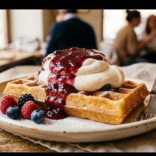 Waffle crema chantilly e frutti di bosco