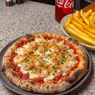 Pizza gratin + patatine fritte + bevanda
