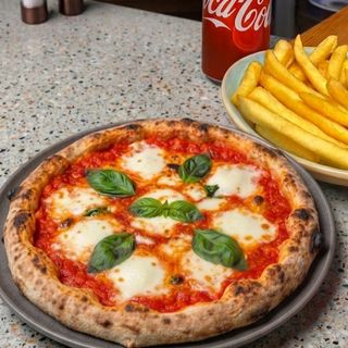 Pizza bufala+ patatine fritte + bevanda