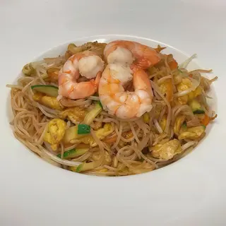 133. Spaghetti di riso con gamberi