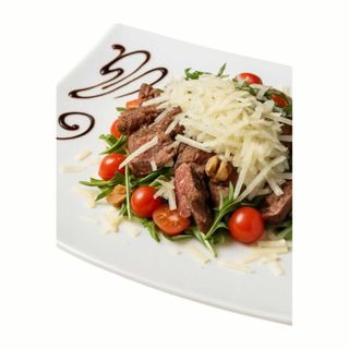 Tagliata rucola, pomodoro, scaglie di grana