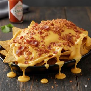 Nachos con Cheddar e Granella di Bacon