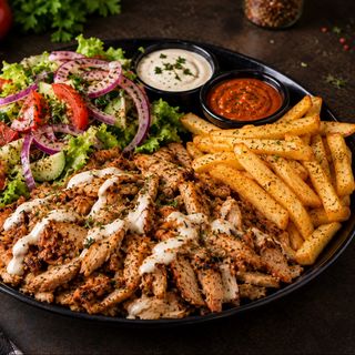 Piatto kebab e patatine