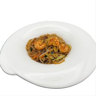 315 Spaghetti di soia con verdure e gamberi