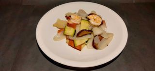 53. Gnocchi di riso con Verdure e gamberi