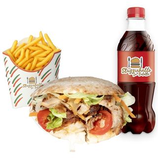 Pagnottella con Kebab + Patatine fritte + Bevanda a scelta