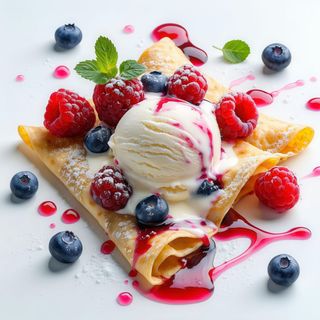 Crepes al gelato e frutti di bosco