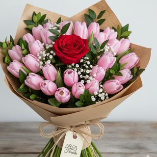 tulipani rosa e rosa rossa