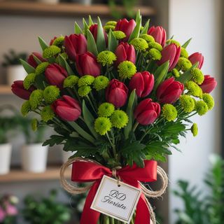 Tulipani rossi e santini verdi