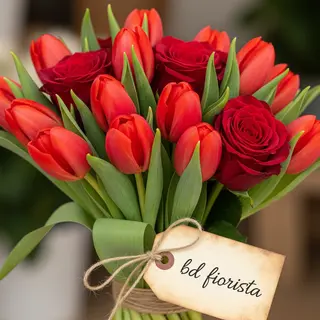 Tulipani rossi e rose rosse 