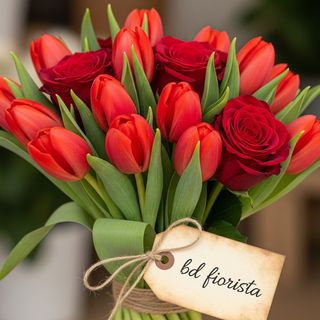 Tulipani rossi e rose rosse