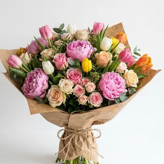 Bouquet rose,tulipani e peonie large