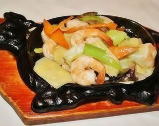 Gamberi con misto verdure