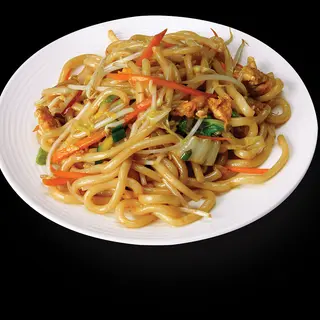 Udon saltati con gamberetti