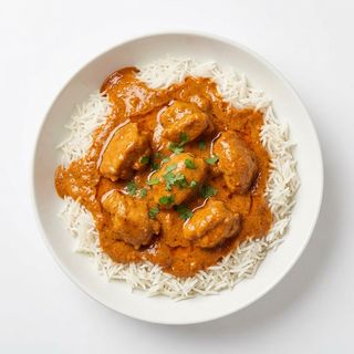 Chicken korma + riso.
