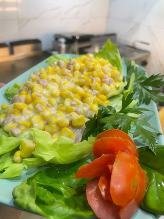 Mais, prosciutto e formaggio (Pane Tostato)