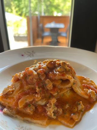 Testaroli al sugo di arselle