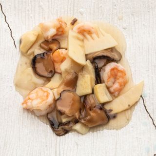 388 Gamberetti a bambù e funghi