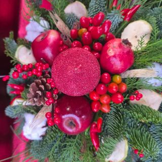 Centrotavola e candela glitterata