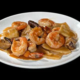 67 Gamberi con funghi e bambu