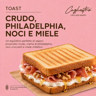 Toast crudo, philadelphia noci e miele