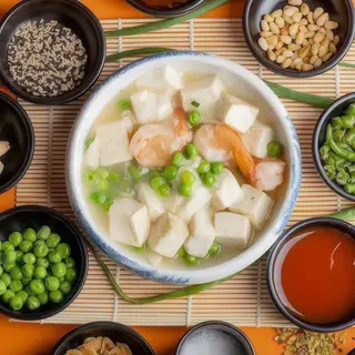 Tofu con gamberi