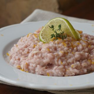 Risotto con Riso Lillà con Mazzancolle* e Porcini*