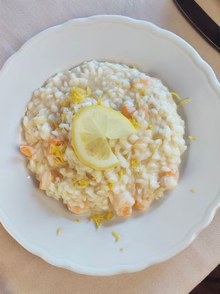 Risotto con crema di Zucchine, Guanciale e Mentuccia