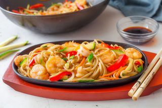 40-Spaghetti alla piastra con gamberetti