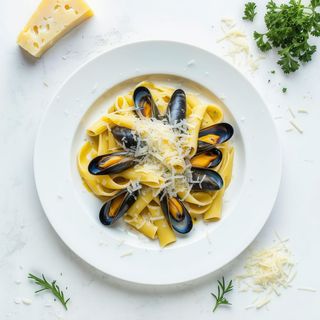 Mezze maniche cozze e pecorino