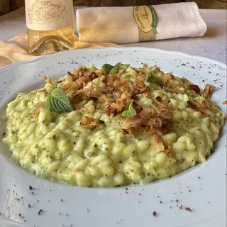 Risotto con Zucchine, Guanciale e Pecorino