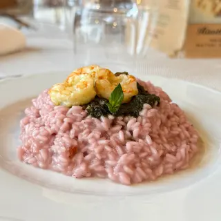 Risotto con Riso Lillà con Gamberi, Lime e Menta