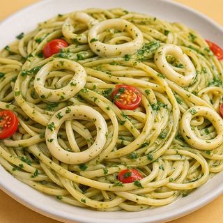 LINGUINE CALAMARI E PESTO