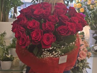 25 rose rosse lunghe