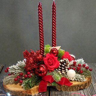 centrotavola natalizio doppio tronco