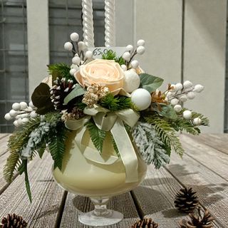 alzatina vetro toni panna oro artificiale 