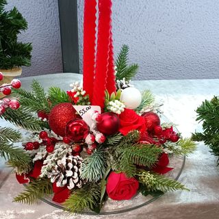 centrotavola tre candele torciglione artificiale