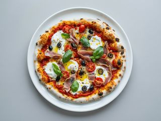 Burrata fondente, acciughe di Cantabrico e olive taggiasche