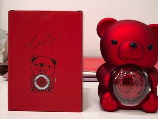 orsetto con rosa stabilizzata con porta anello