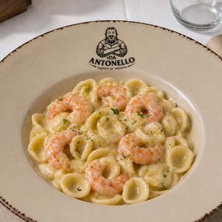 Orecchiette crema di patate e gamberi